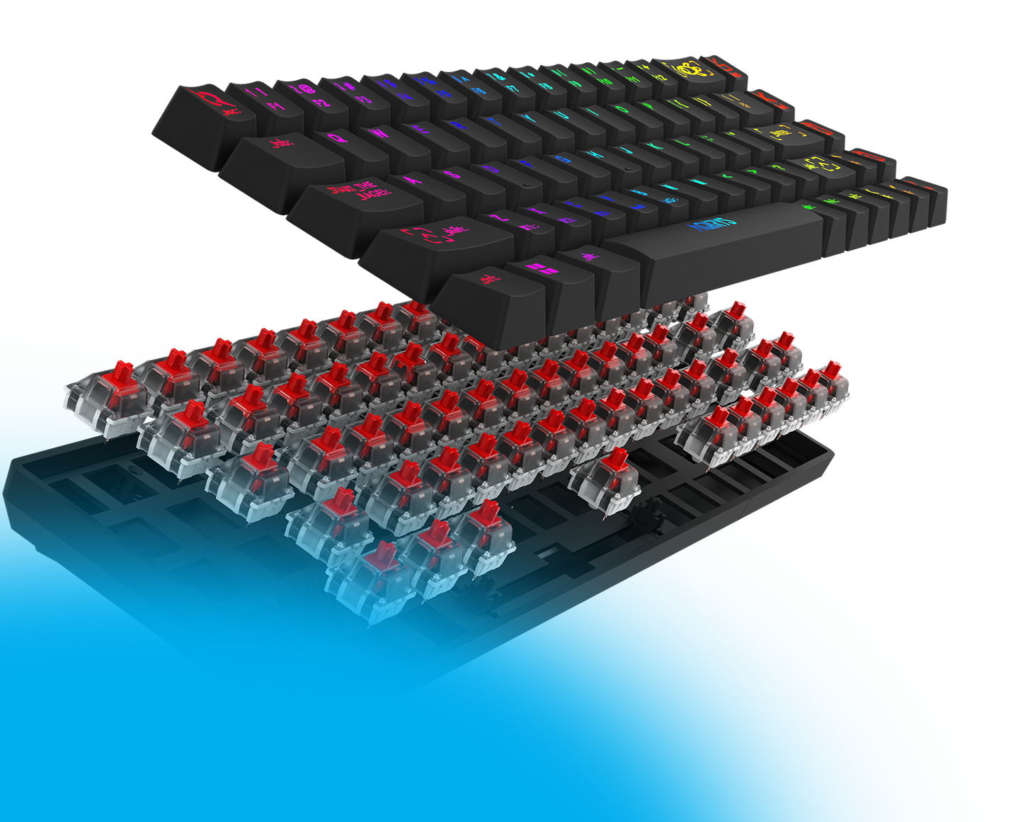 AQIRYS Mira Wireless Mechanical 60 Percent RGB Gaming Keyboard Black Wireless/Wired Swappable Outemu Red